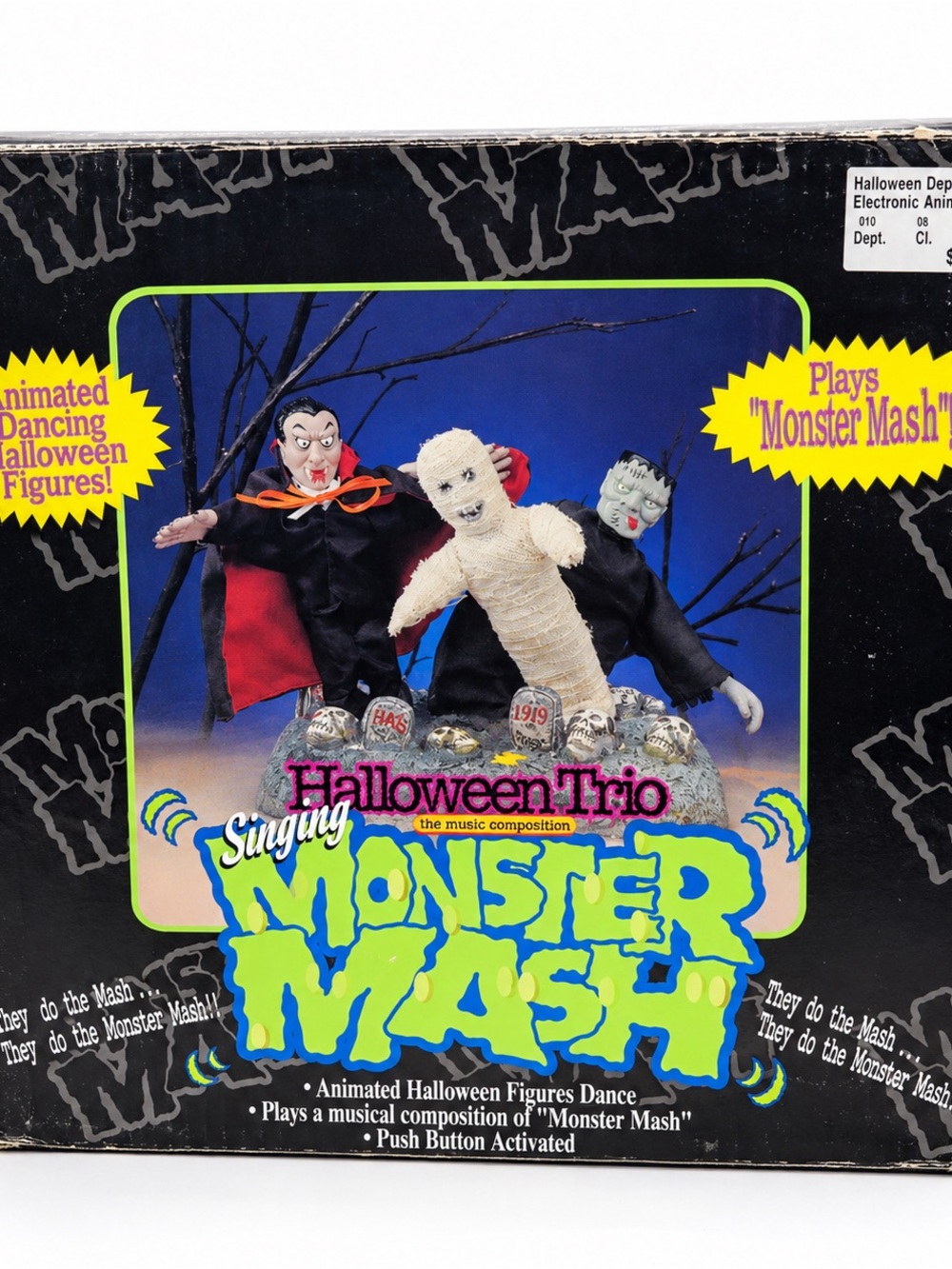 VTG 1997 Gemmy Halloween Trio Singing Monster Mash Animated Dracula Mummy Box